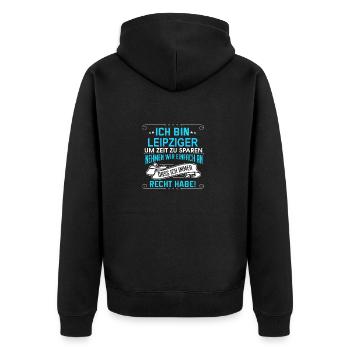 LEIPZIGER - Unisex Premium Bio Zip Hoodie - Schwarz - Hinten - Nico (187cm)