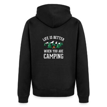 Camping Funny Gift Idea - Unisex Premium Organic Zip Hoodie - black - Back - Nico (187cm)