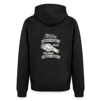 Mutter und Sohn - Beste Freunde - DE - Unisex Premium Bio Zip Hoodie - Schwarz - Hinten - Nico (187cm)