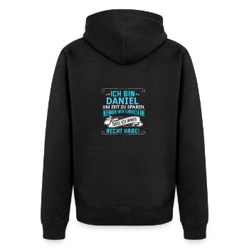 DANIEL - Unisex Premium Bio Zip Hoodie - Schwarz - Hinten - Nico (187cm)