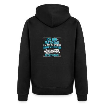 MATHIAS - Unisex Premium Bio Zip Hoodie - Schwarz - Hinten - Nico (187cm)