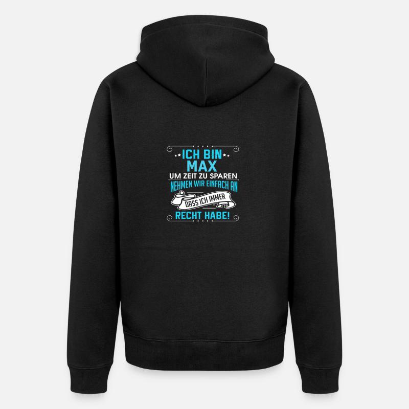 MAX - Unisex Premium Bio Zip Hoodie - Schwarz