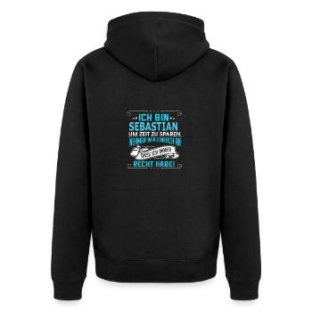 SEBASTIAN - Unisex Premium Bio Zip Hoodie - Schwarz - Hinten - Nico (187cm)