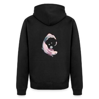 Axolotl Evolution - Unisex Premium Bio Zip Hoodie - Schwarz - Hinten - Nico (187cm)