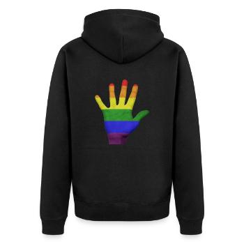 LGBT PRIDE Hand - Unisex Premium Bio Zip Hoodie - Schwarz - Hinten - Nico (187cm)