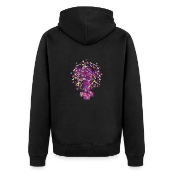 Fem Symbol support Feminism unterstütz Feminismus2 - Unisex Premium Bio Zip Hoodie - Schwarz - Hinten - Nico (187cm)