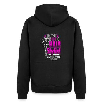 psycHOTic Hair Stylist - Hair Stylist - EN - Unisex Premium Bio Zip Hoodie - Schwarz - Hinten - Nico (187cm)