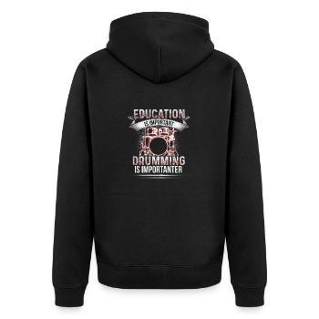 Education - Drumming is importanter - EN - Unisex Premium Bio Zip Hoodie - Schwarz - Hinten - Nico (187cm)