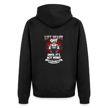 Until it is not heavy - Fitness - Workout - EN - Unisex Premium Organic Zip Hoodie - black - Back - Nico (187cm)