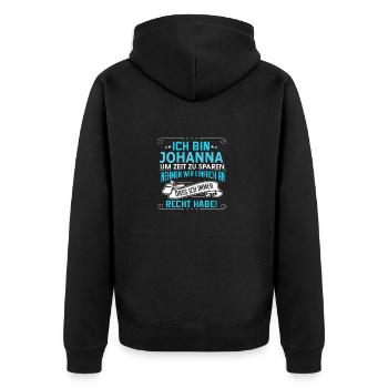 JOHANNA - Unisex Premium Bio Zip Hoodie - Schwarz - Hinten - Nico (187cm)