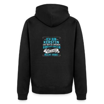 KERSTIN - Unisex Premium Bio Zip Hoodie - Schwarz - Hinten - Nico (187cm)