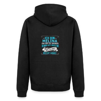 MELINA - Unisex Premium Bio Zip Hoodie - Schwarz - Hinten - Nico (187cm)