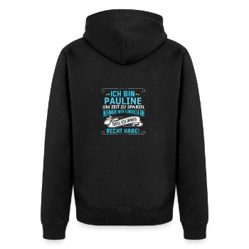 PAULINE - Unisex Premium Bio Zip Hoodie - Schwarz - Hinten - Nico (187cm)