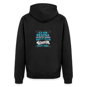 REGINA - Unisex Premium Bio Zip Hoodie - Schwarz - Hinten - Nico (187cm)