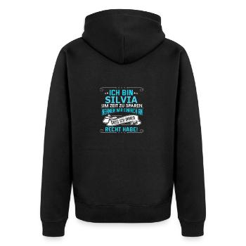 SILVIA - Unisex Premium Bio Zip Hoodie - Schwarz - Hinten - Nico (187cm)
