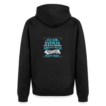 SVENJA - Unisex Premium Bio Zip Hoodie - Schwarz - Hinten - Nico (187cm)