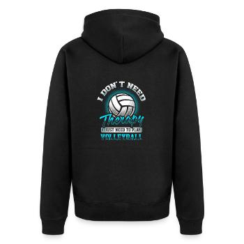 Volleyball - Therapy - Unisex Premium Bio Zip Hoodie - Schwarz - Hinten - Nico (187cm)