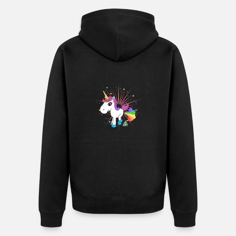 Pupsendes Einhorn - Unisex Premium Bio Zip Hoodie - Schwarz