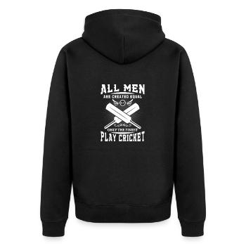 Men are created equal but the finest play cricket - Veste à capuche bio Premium Unisexe - noir - Dos - Nico (187cm)