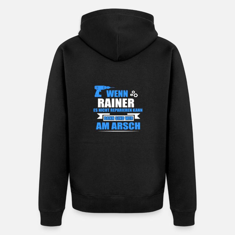 RAINER -Geschenk - Unisex Premium Bio Zip Hoodie - Schwarz