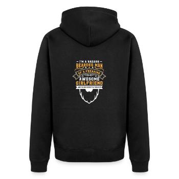 Badass bearded man of freaking awesome girlfriend - Unisex Premium Organic Zip Hoodie - black - Back - Nico (187cm)