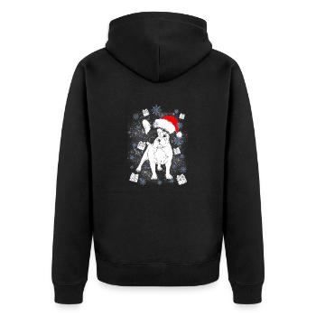 Cadeau de Noël de Santa bouledogue Français - Veste à capuche bio Premium Unisexe - noir - Dos - Nico (187cm)