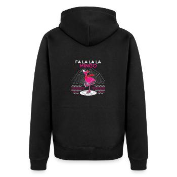 Flamingo Falala Ugly Christmas Sweater - Unisex Premium Organic Zip Hoodie - black - Back - Nico (187cm)