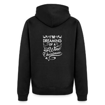 I'm dreaming of a wine Christmas - Unisex Premium Bio Zip Hoodie - Schwarz - Hinten - Nico (187cm)