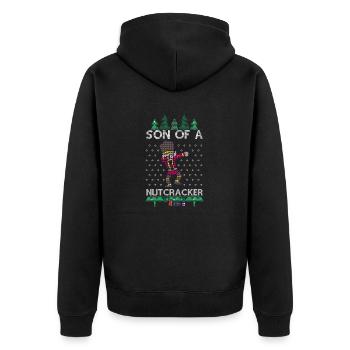 Dabbing Son of a Nutcracker Ugly Christmas Sweater - Unisex Premium Bio Zip Hoodie - Schwarz - Hinten - Nico (187cm)