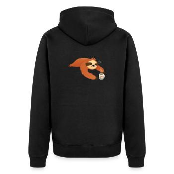 Sloth Love Coffee - Unisex Premium Organic Zip Hoodie - black - Back - Nico (187cm)