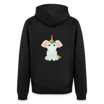 Elephant Unicorn - Unisex Premium Bio Zip Hoodie - Schwarz - Hinten - Nico (187cm)