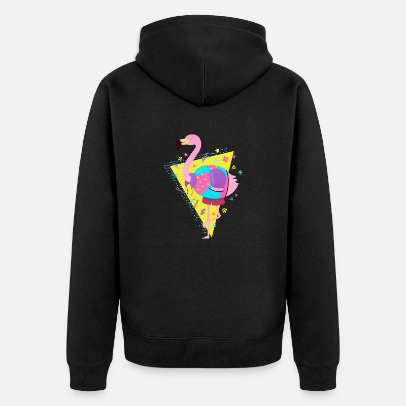 80s Style Flamingo - Veste à capuche bio Premium Unisexe - noir