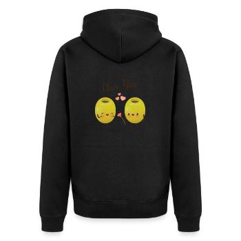 Olive You - Olive Valentinstag Liebe Rose Herz - Unisex Premium Bio Zip Hoodie - Schwarz - Hinten - Nico (187cm)
