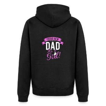Proud new dad it's a girl - father & daughter - Unisex Premium Bio Zip Hoodie - Schwarz - Hinten - Nico (187cm)