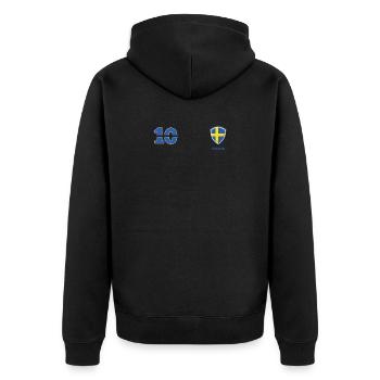 Schweden Jersey retro Trikot 2018 Style - Unisex Premium Bio Zip Hoodie - Schwarz - Hinten - Nico (187cm)