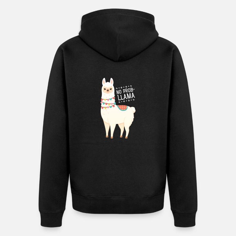 No Prob- Lllama - Unisex Premium Bio Zip Hoodie - Schwarz