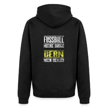 Bern Fußball Club Fan Shirt Design als Geschenk - Unisex Premium Bio Zip Hoodie - Schwarz - Hinten - Nico (187cm)