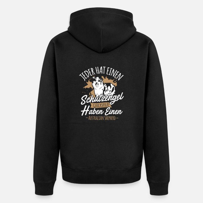 Australian Shepherd Aussie Hund Glückspilz - Unisex Premium Bio Zip Hoodie - Schwarz
