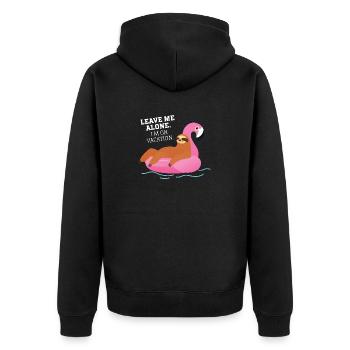 Leave Me Alone. I'm On Vacation. - Unisex Premium Bio Zip Hoodie - Schwarz - Hinten - Nico (187cm)