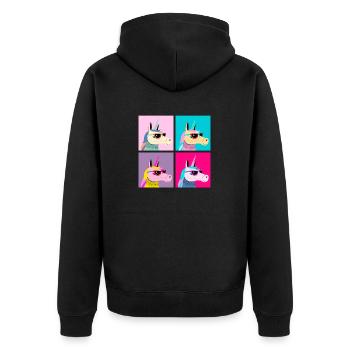 Pop Art Unicorn With Sunglasses - Veste à capuche bio Premium Unisexe - noir - Dos - Nico (187cm)