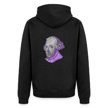 Friedrich II. - Unisex Premium Bio Zip Hoodie - Schwarz - Hinten - Nico (187cm)