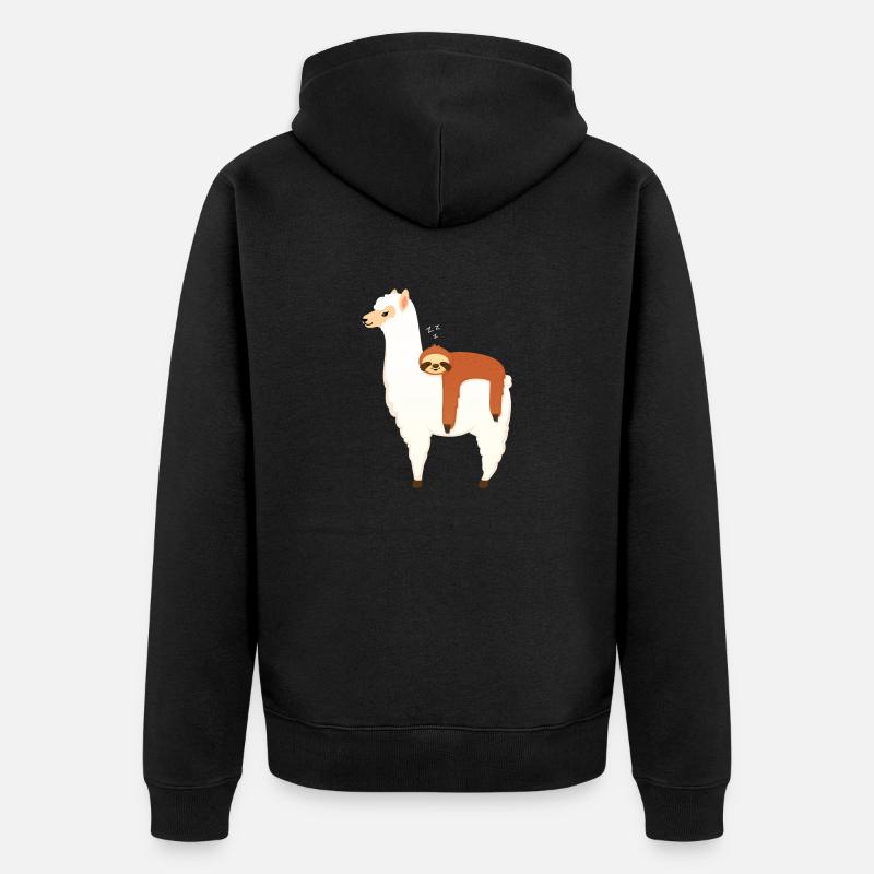 Sloth Sleeping On Alpaca - Veste à capuche bio Premium Unisexe - noir