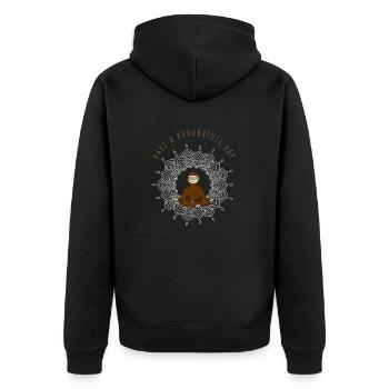 yoga buddha faultier slow mandala chill nerd sleep - Unisex Premium Bio Zip Hoodie - Schwarz - Hinten - Nico (187cm)