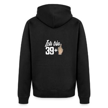Lustig ich bin 39 Geburtstag Birthday Geschenk - Unisex Premium Bio Zip Hoodie - Schwarz - Hinten - Nico (187cm)