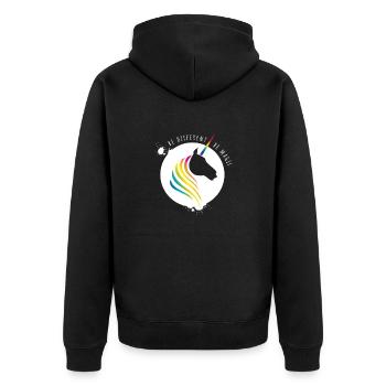 unicorn rainbow unicorn rainbow gay CSD cool LO - Unisex Premium Organic Zip Hoodie - black - Back - Nico (187cm)