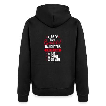 I have two beautiful Daughters -Vater Humor Lustig - Veste à capuche bio Premium Unisexe - noir - Dos - Nico (187cm)