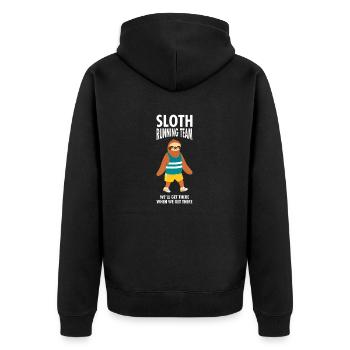 Sloth Running Team - Marathon Runner Lazy - Unisex Premium Organic Zip Hoodie - black - Back - Nico (187cm)