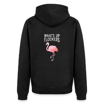 What's Up Flockers - Cool Flamingo Design - Veste à capuche bio Premium Unisexe - noir - Dos - Nico (187cm)