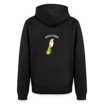 Hodlcorn - Cryptocurrency Unicorn To The Moon - Veste à capuche bio Premium Unisexe - noir - Dos - Nico (187cm)
