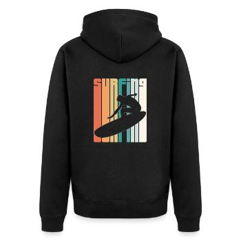 Surf vintage plage de surf surfers cadeau rétro - Veste à capuche bio Premium Unisexe - noir - Dos - Nico (187cm)